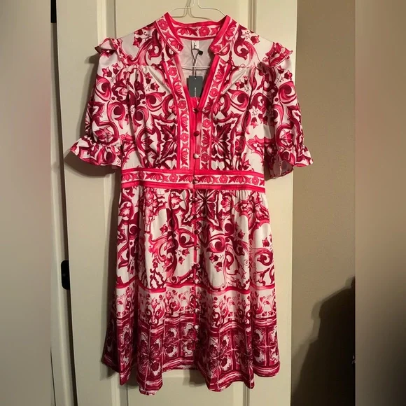 NWT LAI MENG FIVE CATS Women's Casual Floral Print Button up Mini Dress - Picture 3 of 8